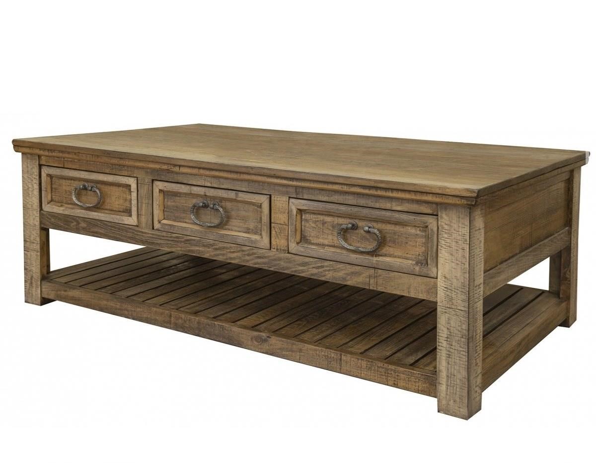 International Furniture Direct Montana Rustic Cocktail Table with 6